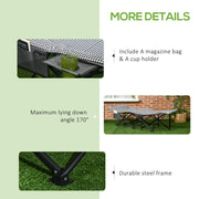 Black Foldable Padded Camp Bed With Cup Holder And Carry Bag For Garden Or Camping