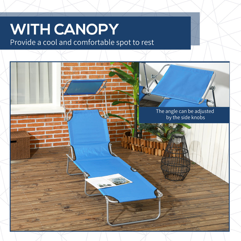 Bright Blue Sun Lounger with Adjustable Face Canopy by Outsunny