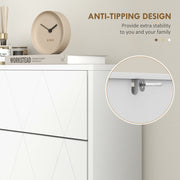 Slim Shoe Storage Cabinet with Two Flip Drawers Ideal for Hallways White