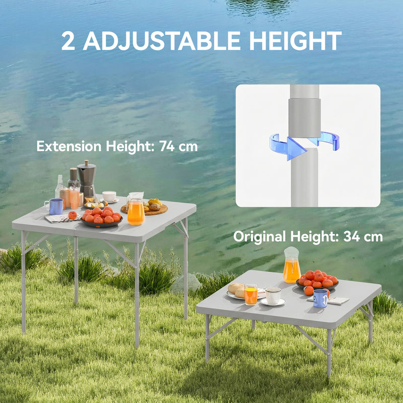 Folding Camping Table with Adjustable Height for Easy Outdoor Meals Dark Grey