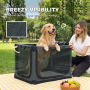Foldable Dog Crate for Travel and Home with Mesh Panels and Washable Pad Army Green AOSOM