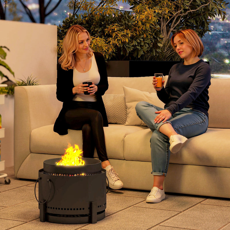 Smokeless Fire Pit with Ash Catcher 37cm Portable Firepit for Garden Camping by Outsunny