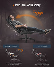 Chair shown reclined with footrest extended for relaxing