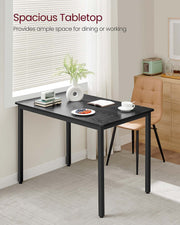 Close-up of the tabletop surface and black finish