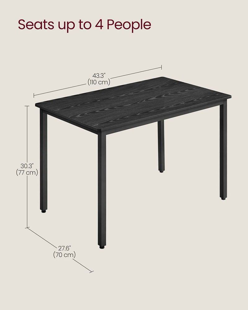 Side view of the table showing its compact footprint