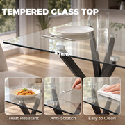 Tempered glass top close-up labelled heat resistant, anti-scratch and easy to clean