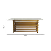 Second dimensions diagram for the 200cm rectangular glass dining table