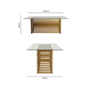 Dimensions diagram for the glass dining table showing 200cm width, 100cm depth and 78cm height