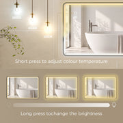 Three colour temperature settings of the black LED mirror with a brightness slider from low to high