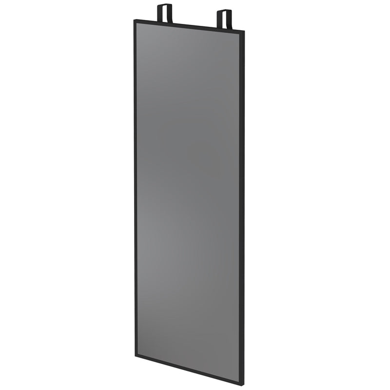 Rectangular over-door full length mirror with two hooks at the top, studio shot