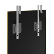 Rear view of the mounting plates and over-door hooks on the mirror back