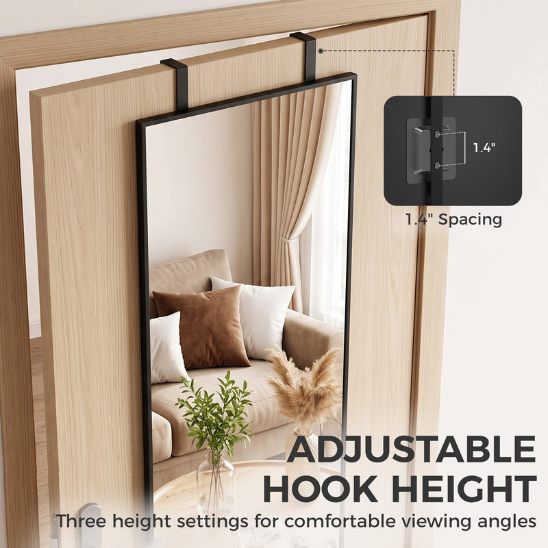 Adjustable hook height close-up showing three height settings on a door