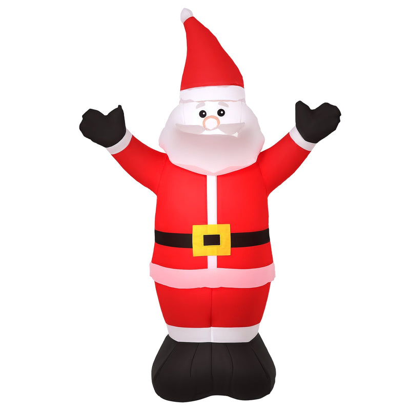 Red 4ft inflatable Santa with both arms held out wide, white studio shot