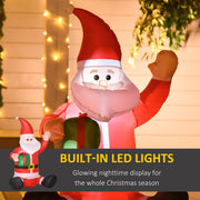 Close-up of the Santa face lit up, with a built-in LED lights panel