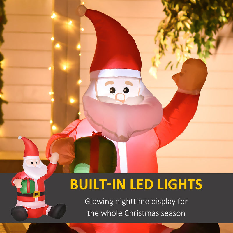 Close-up of the Santa face lit up, with a built-in LED lights panel