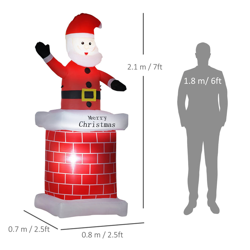 Dimensions diagram of the chimney Santa: 2.1 m high, 0.8 m wide, 0.7 m deep