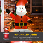 Close-up of the glowing inflatable Santa face with built-in LED lights callout