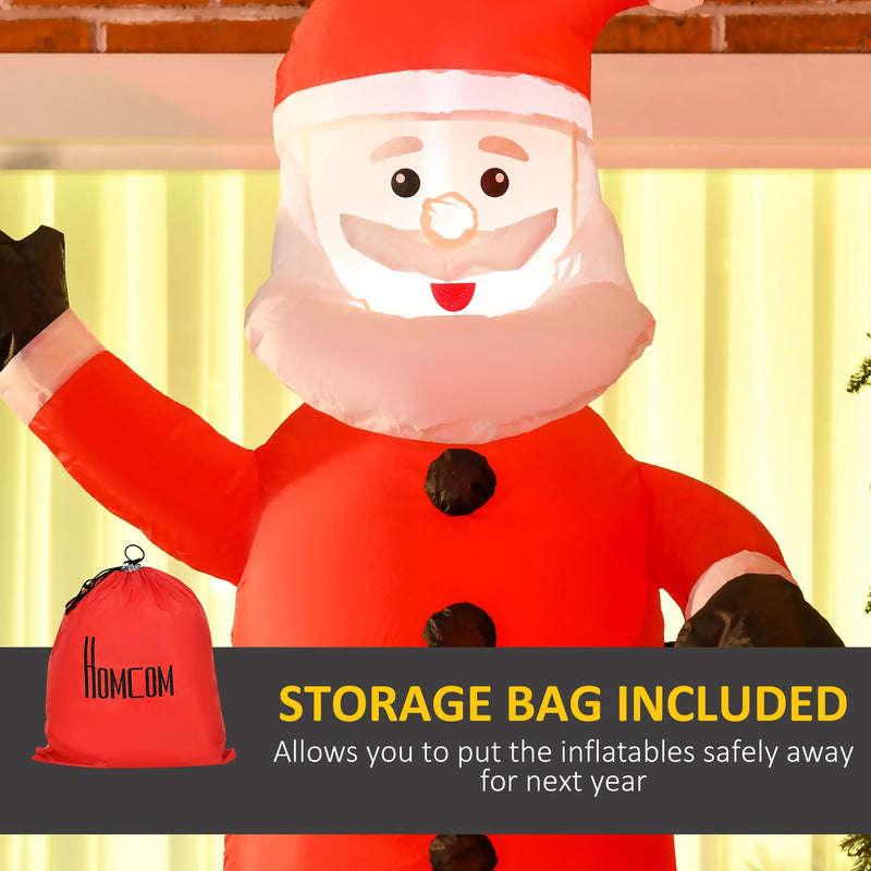 Santa face close-up with the red storage bag included callout