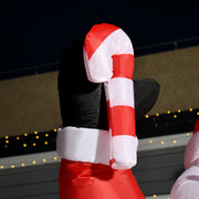 Close-up of the candy cane held in the Santa raised hand