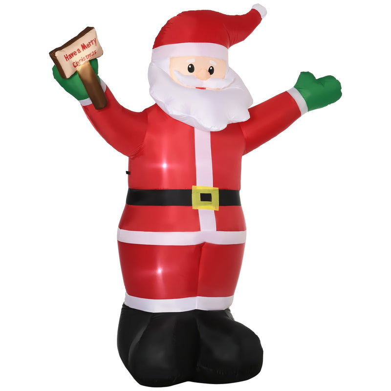Inflatable Santa with Merry Christmas sign shown from a slightly different angle on white
