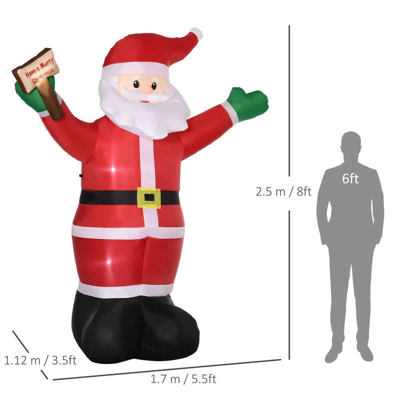 Dimensions diagram of the Santa: 2.5 m high, 1.7 m wide, 1.12 m deep