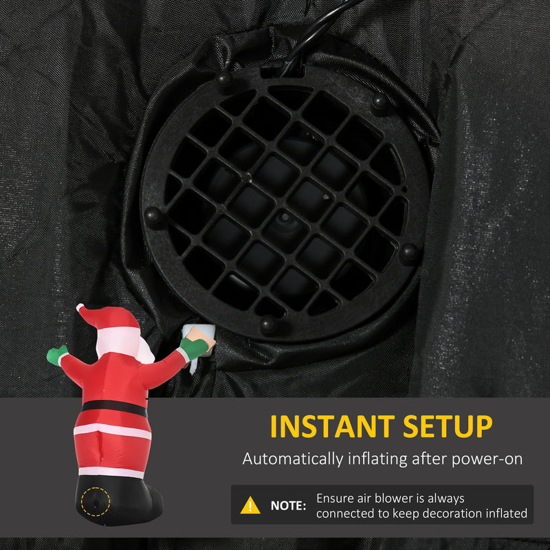 Air blower grille inside the base with automatic inflation callout and power note