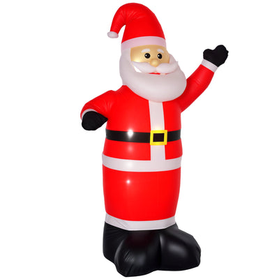 Red 8ft inflatable Santa waving with one raised hand, white studio shot