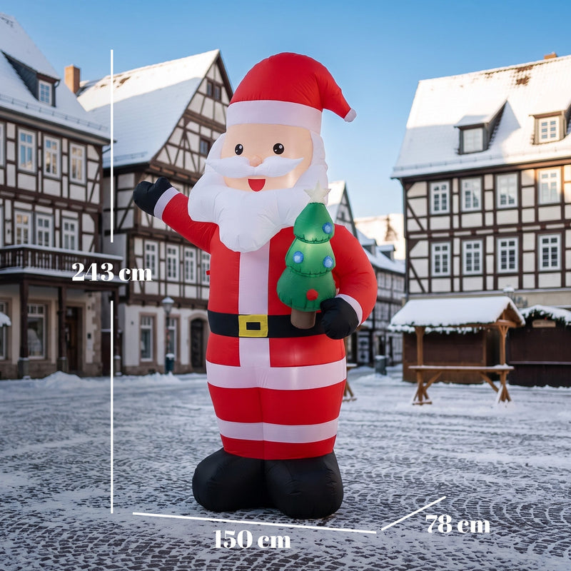 Dimensions of the 8ft Santa: 243 cm high, 150 cm wide and 78 cm deep