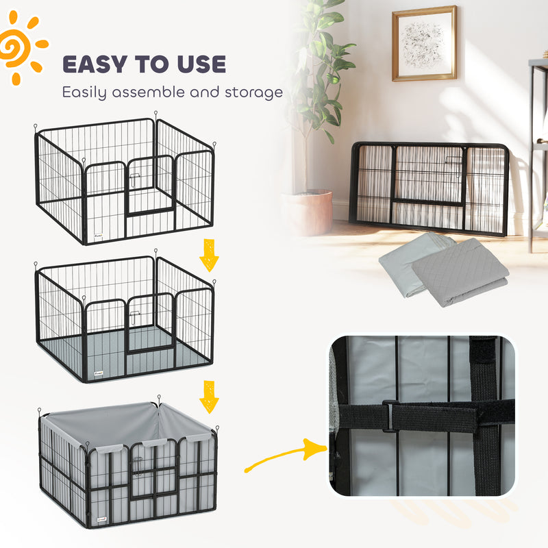 Steel Dog Whelping Box with Washable Pad and Windproof Cloth for Small Medium Dogs by PawHut