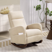 Modern Corduroy Rocking Armchair With Cushioned Seat For Living Room Comfort Beige
