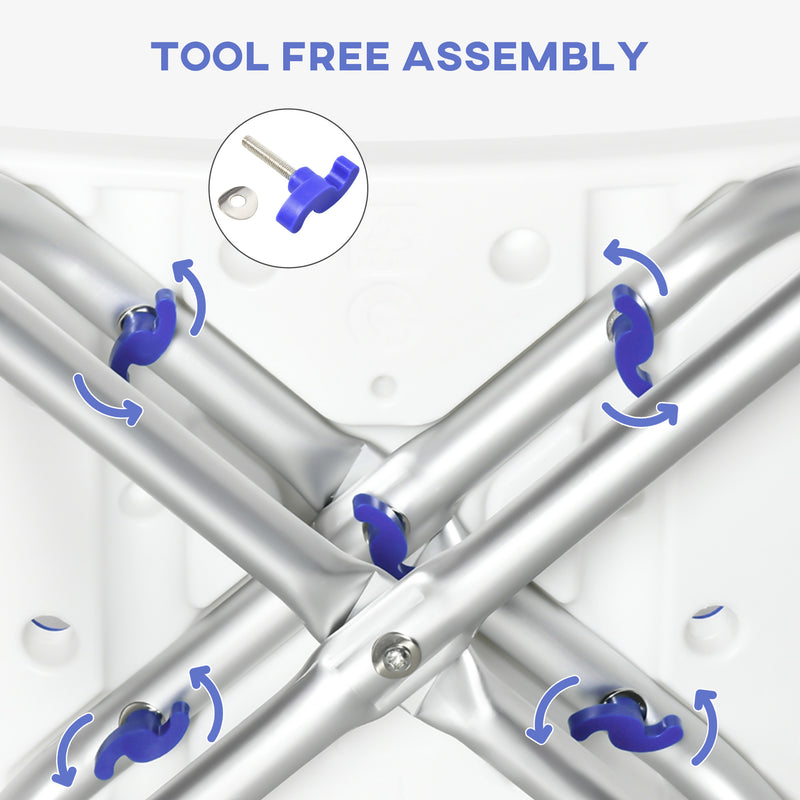 White Adjustable Aluminium Shower and Bath Stool 44-51.5 cm by HOMCOM