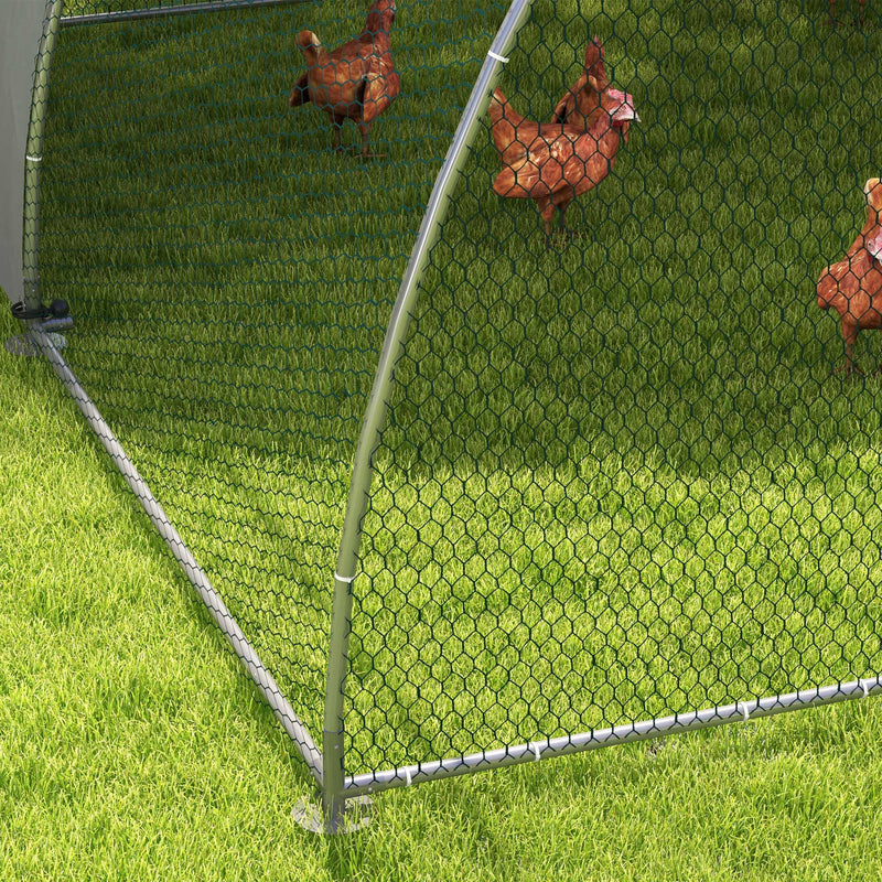 Large Outdoor Chicken Coop with Weatherproof Cover for 8 to 12 Hens Ducks or Rabbits Silver Tone
