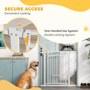 96cm Tall Dog Gate with Door, 7cm and 14cm Extensions, for Stairs, Doorways, 76-104cm by PawHut