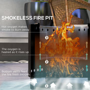 Black Metal Smokeless Wood Fire Pit for Garden Heating and Outdoor Evenings AOSOM
