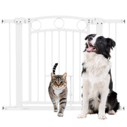Tall Pet Safety Gate with Door 77cm High Adjustable 76-104cm for Stairs and Doorways by PawHut