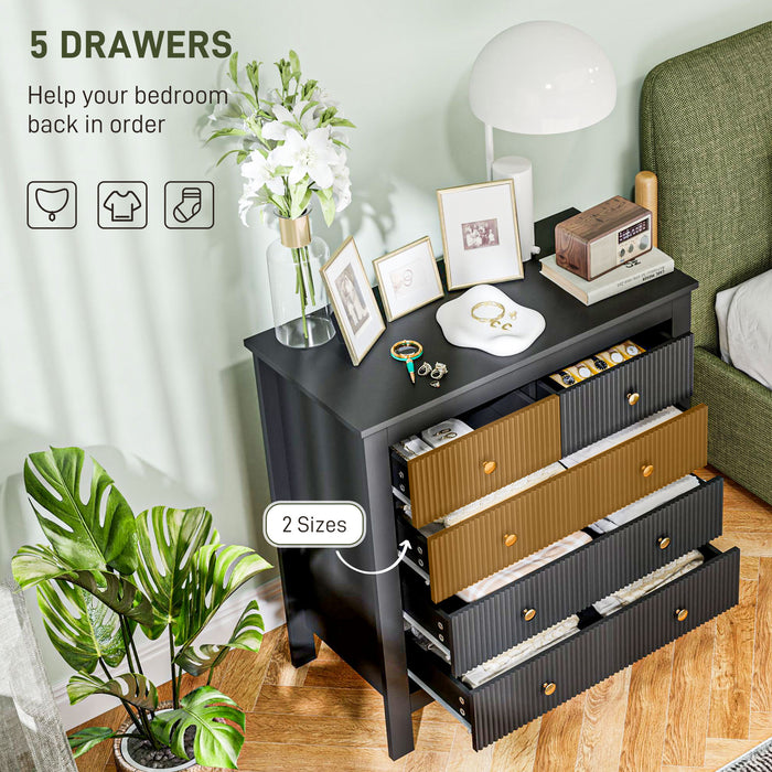 Black Chest of Bedroom Drawers With Gold Legs Elegant Bedroom Storage by HOMCOM