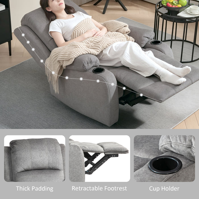 Grey Microfibre Manual Reclining Armchair With Footrest by HOMCOM