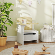 Kids Table and Chair Set With Storage Bins for Play and Learning Ages 3 to 5 White AOSOM