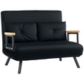Black 4 in 1 Velvet Feel Double Sofa Bed with Pillows by HOMCOM
