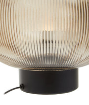 Close-up of smoked glass globe and lamp fitting
