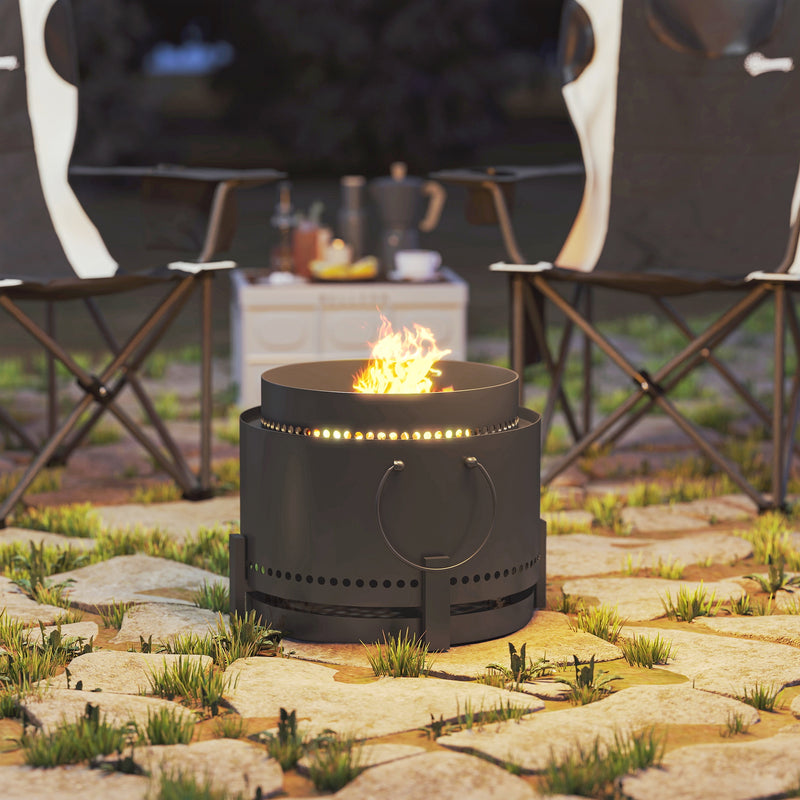 Smokeless Fire Pit with Ash Catcher 37cm Portable Firepit for Garden Camping by Outsunny