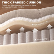Cutaway of the beige recliner seat showing high-resilience foam and pocket springs