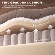Cutaway of the brown recliner seat showing high-resilience foam and pocket springs