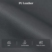 Close-up of the soft dark grey PU leather finish
