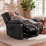 Woman reclined in the chair under a blanket with the footrest raised