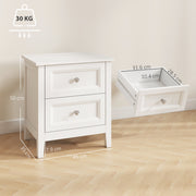 Bedside Table with 2 Drawers for Organised Bedroom Storage White Homcom