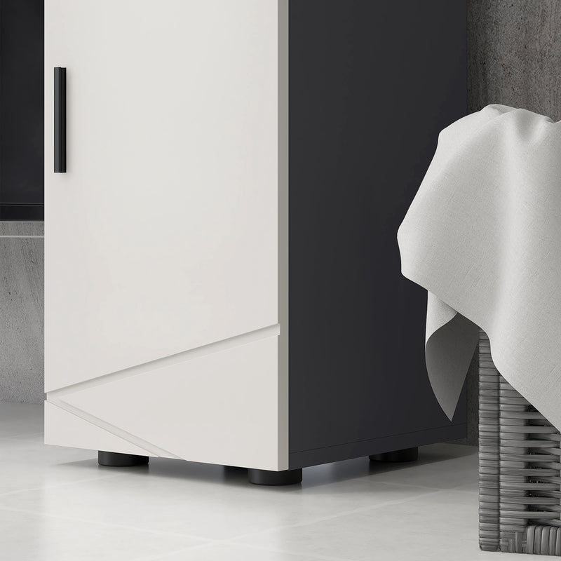 Slim Bathroom Storage Cabinet with Drawer and Adjustable Shelf for Small Spaces Grey AOSOM