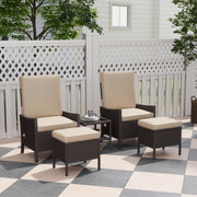 5 Piece Rattan Patio Furniture Set With Cushions for Patio and Balcony by Outsunny
