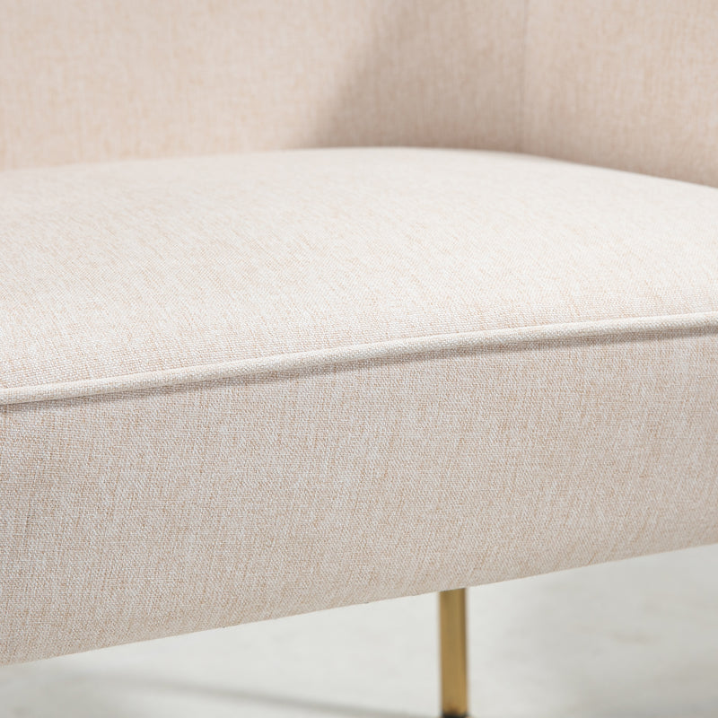 Set of 2 Velvet Accent Armchairs with Gold Legs for Living Room or Bedroom Use White