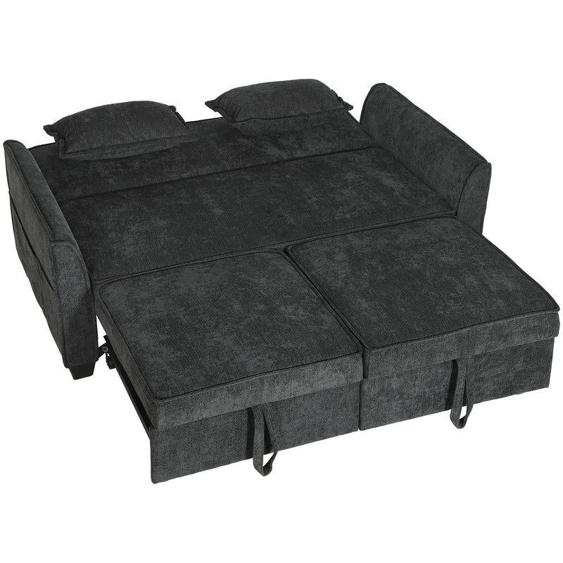 4-in-1 Sofa Bed for Small Spaces with Adjustable Backrest and Storage Pockets Black